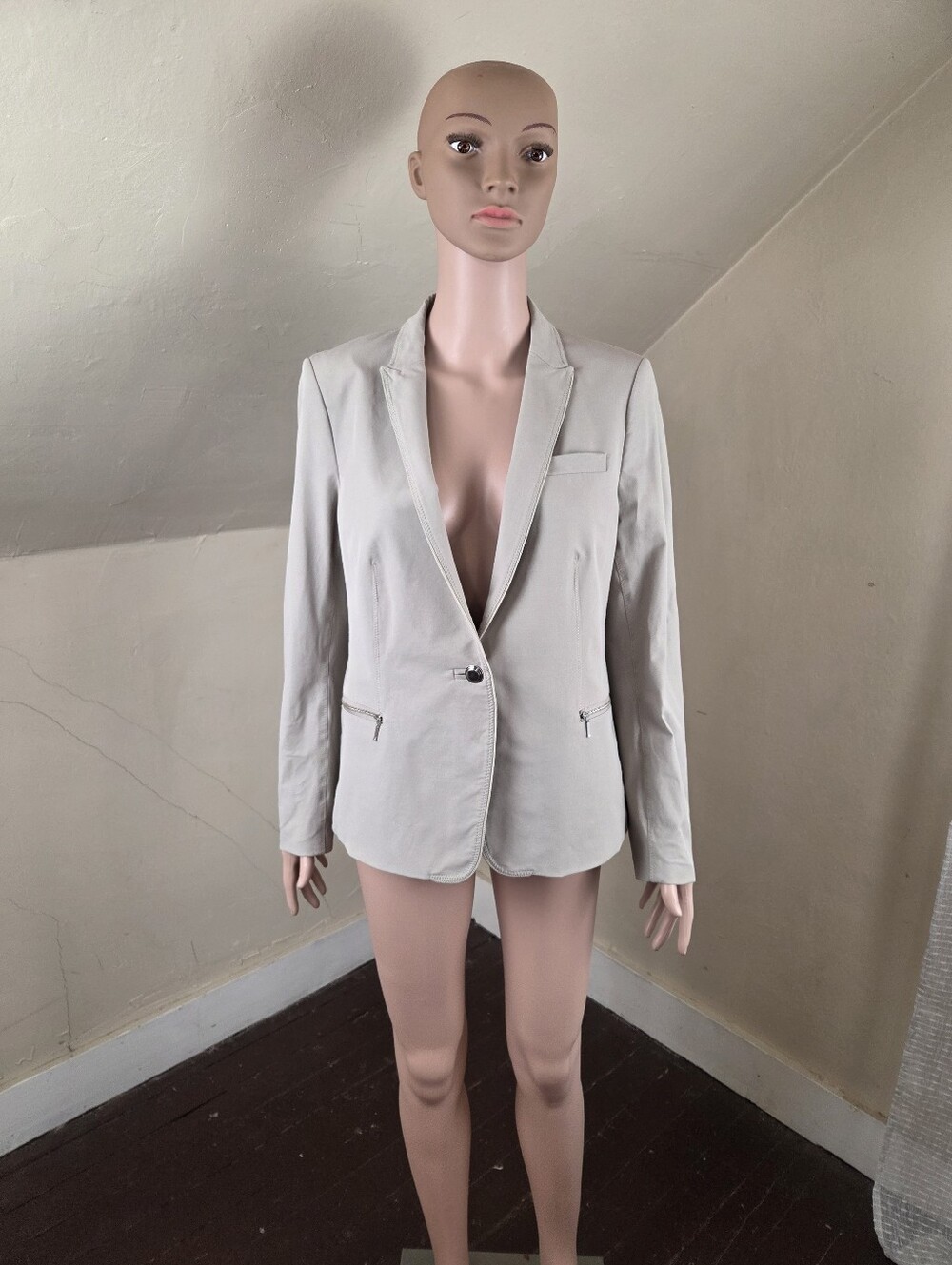 Gerard Darel Light Gray Stretch Blazer Jacket EU 42 Women's Medium Runs Small